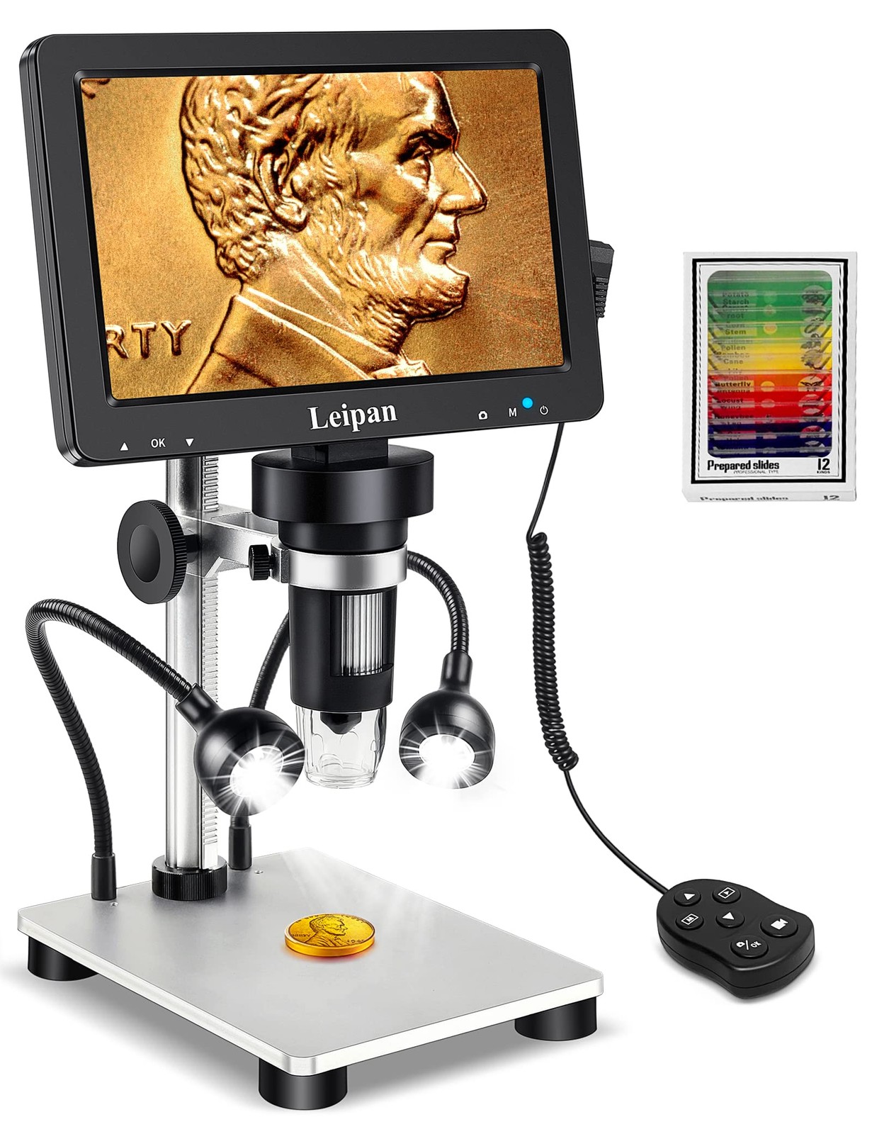 7" LCD Digital Microscope 1200X,Leipan 12MP DM9-7" Microscope, Black