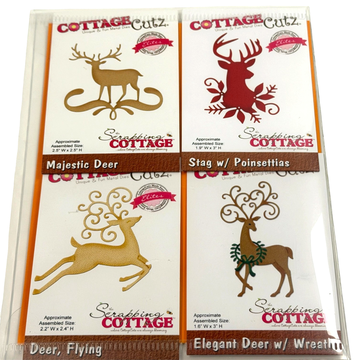Cottage Cutz Die Deer Stag Bundle of 4 Christmas Holiday Elegant Majestic Flying
