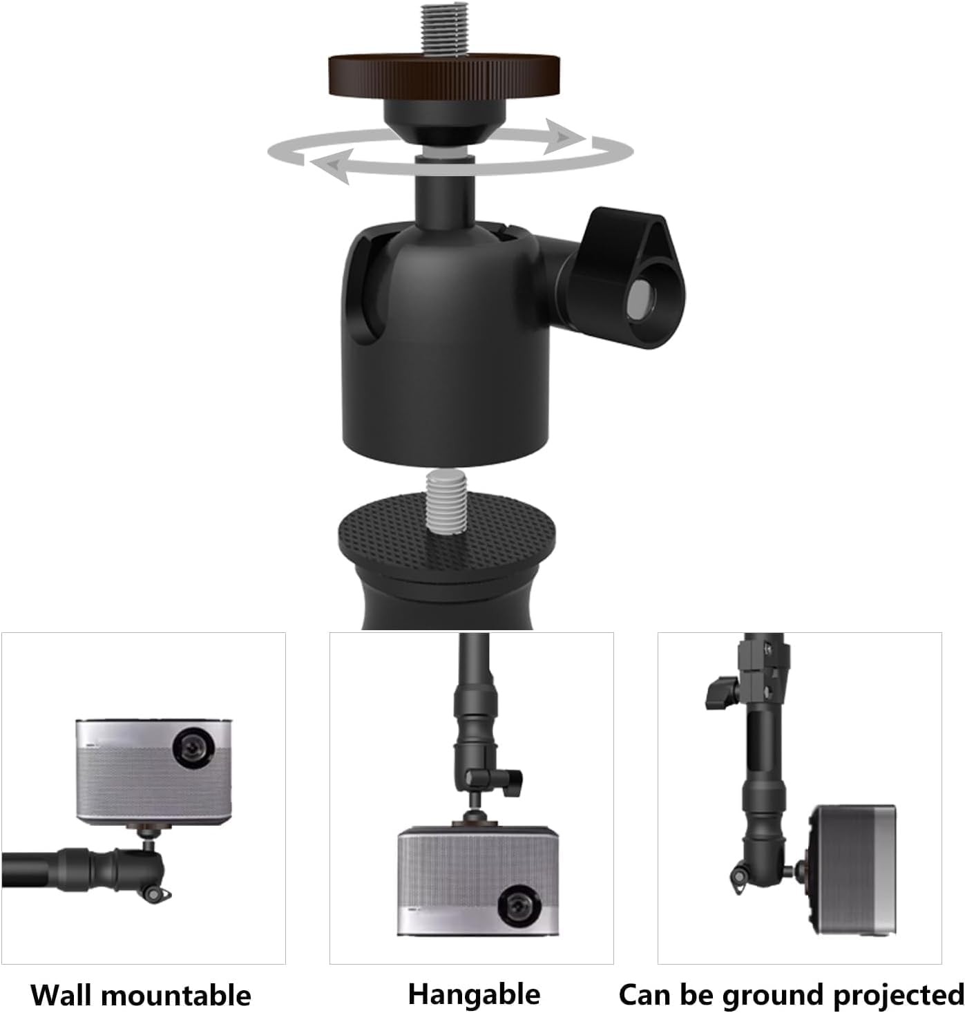 Projector Ceiling Mount, Universal Adjustable Height 14-20 inch, 360° Rotatio...