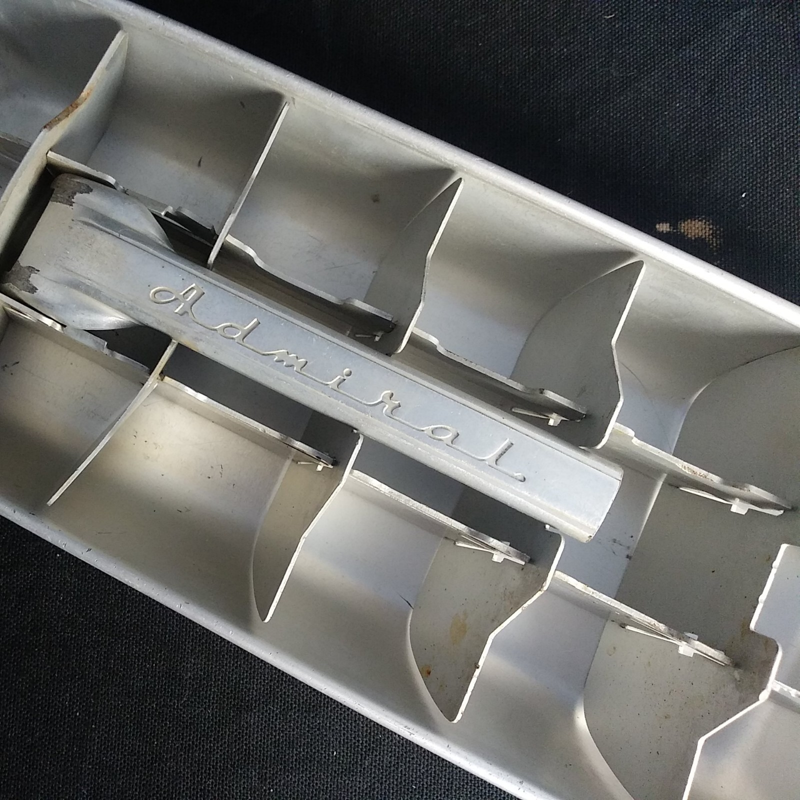 Vintage "Admiral" Metal Silver Aluminum  Ice Cube Tray, 18 Cubes Total