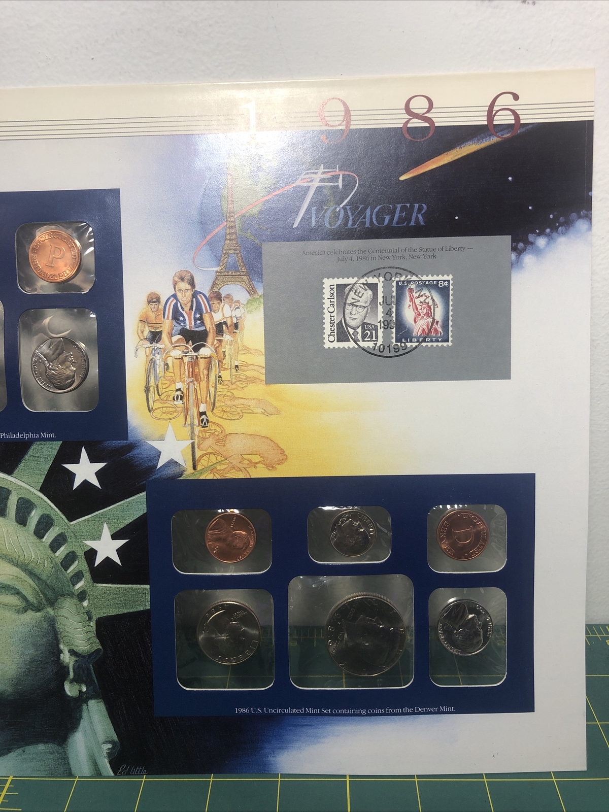 1986 Postal Commemorative Society Panel Uncirculated P&D Mint Sets +U.S. Stamps