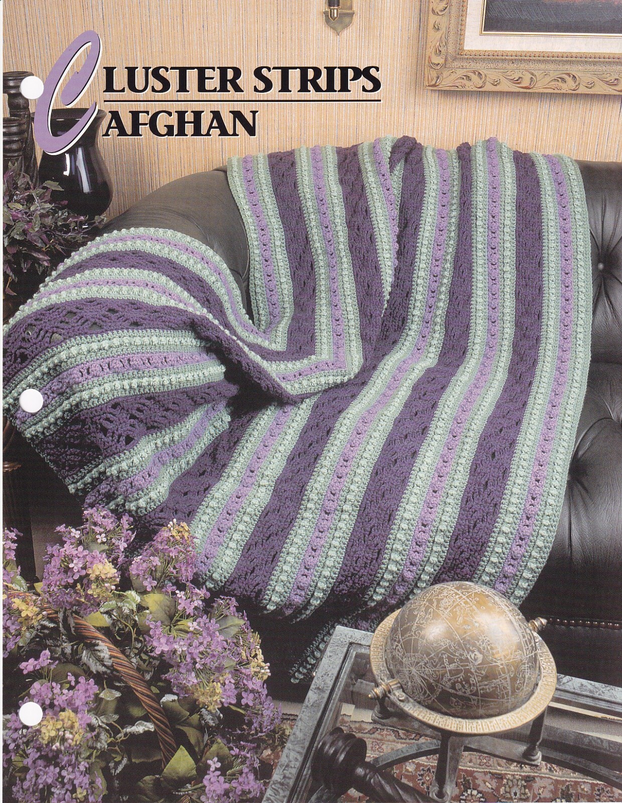 Annie's Crochet Afghan CLUSTER STRIPS AFGHAN Pattern Leaflet