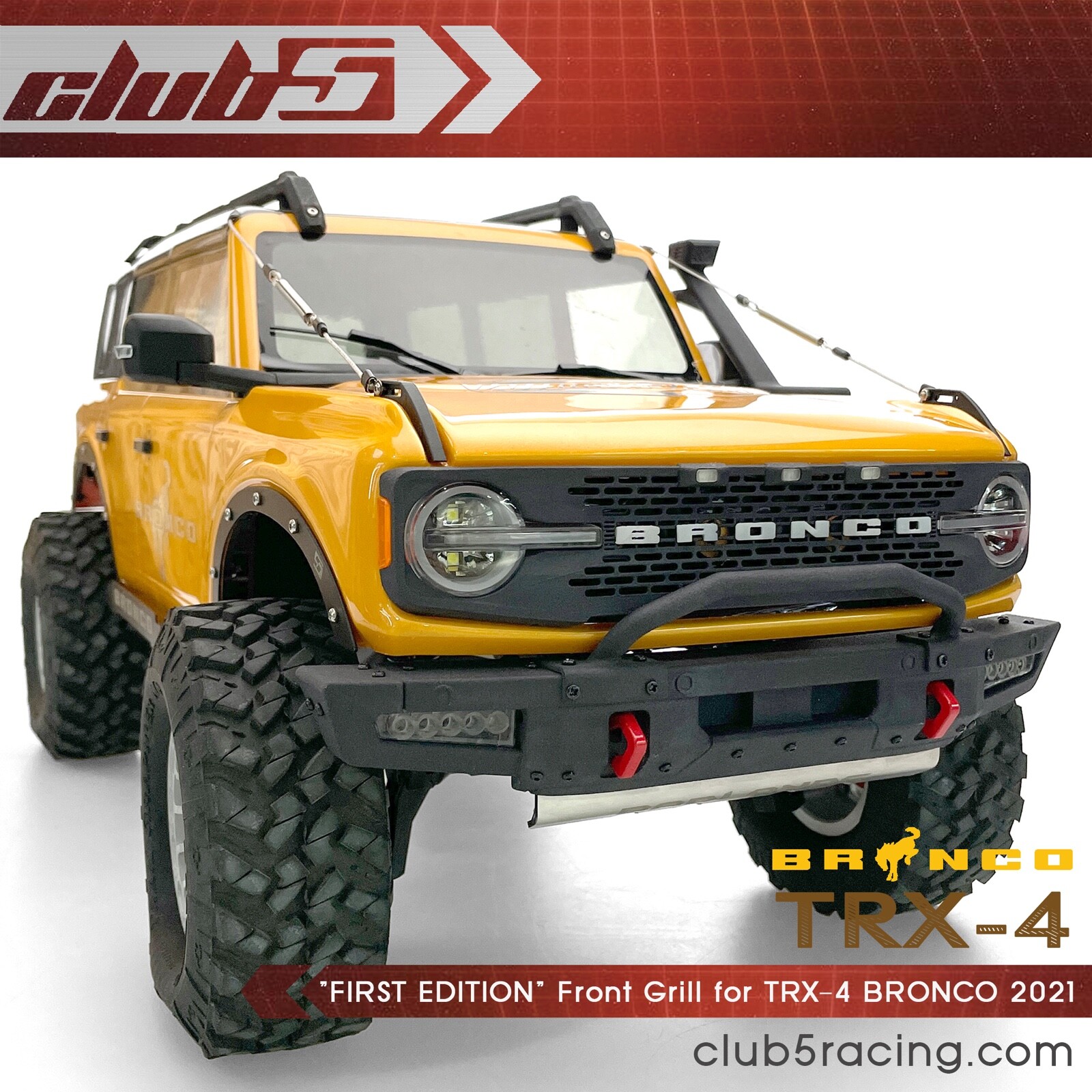 Custom Front Grille w/ LED for Traxxas TRX-4 2021 Ford Bronco