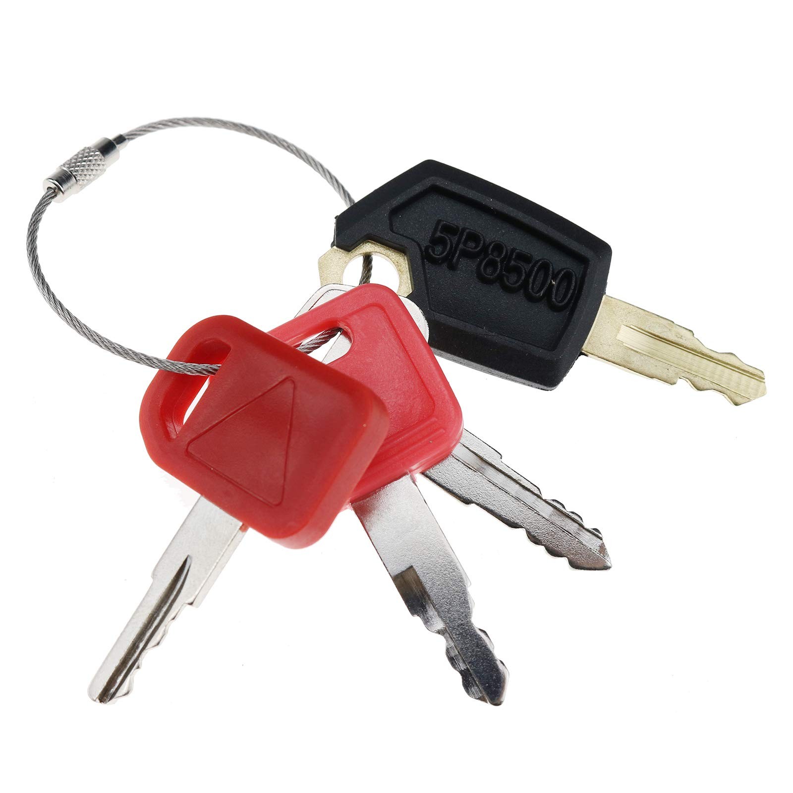 DVPARTS 4 Heavy Equipment Key Set Construction Ignition with Black