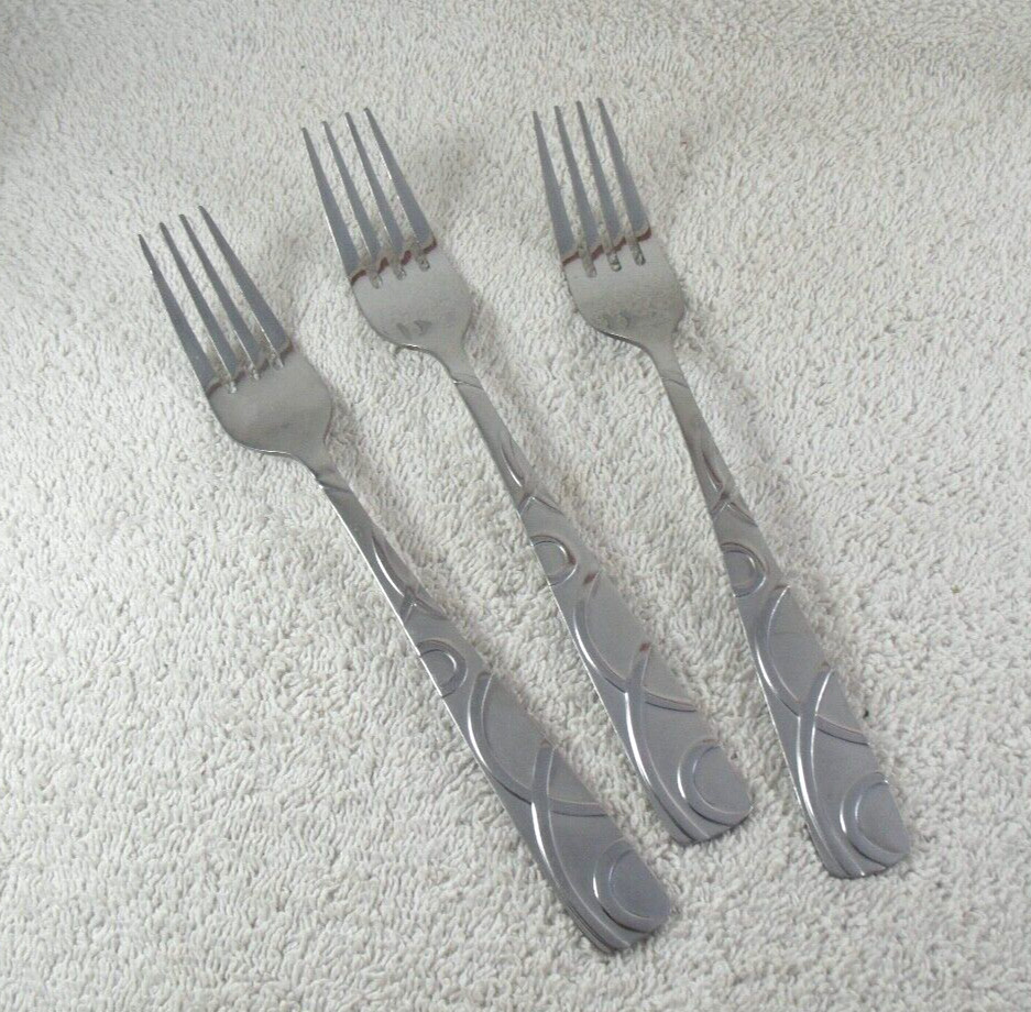 Conquest Dinner Fork Lot of 3  Cambridge Frosted Stainless Flatware