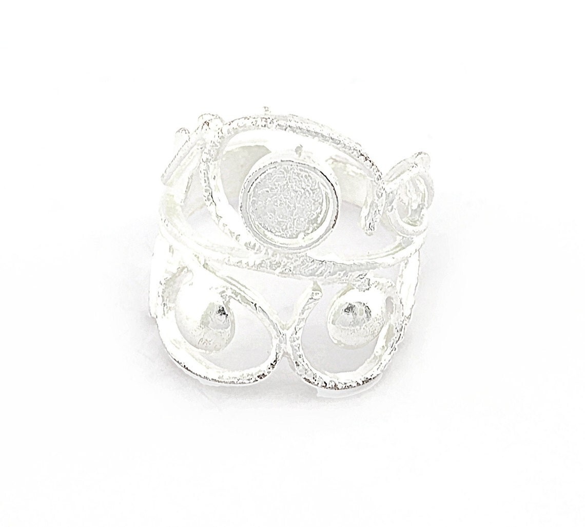 Round Blank Adjustable Ring Bezel Shiny Silver Brass 6 mm Round Setting 5040