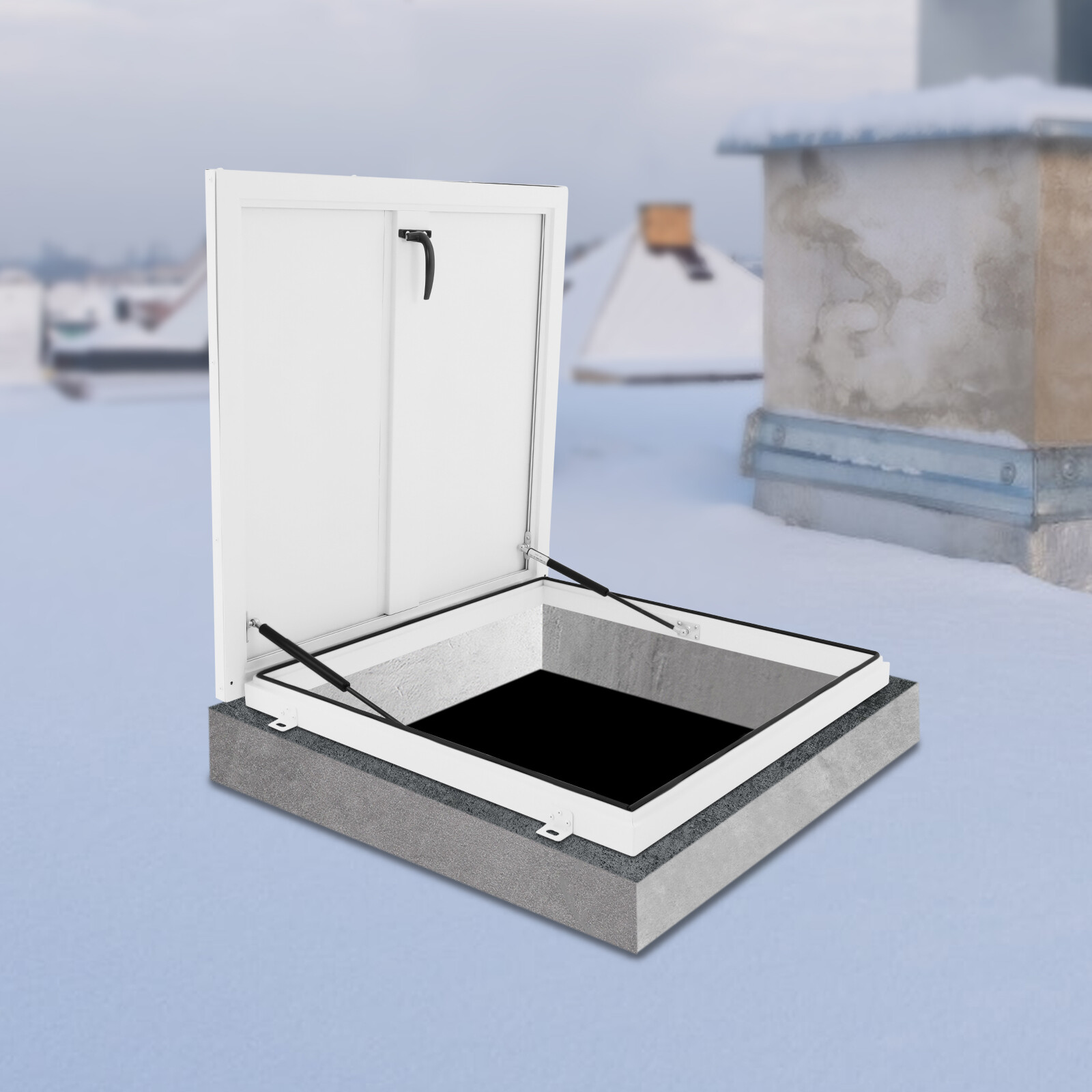 Aluminum Alloy Roof Hatch 27.5*27.5in Roof Access Hatch Roof Security Door White