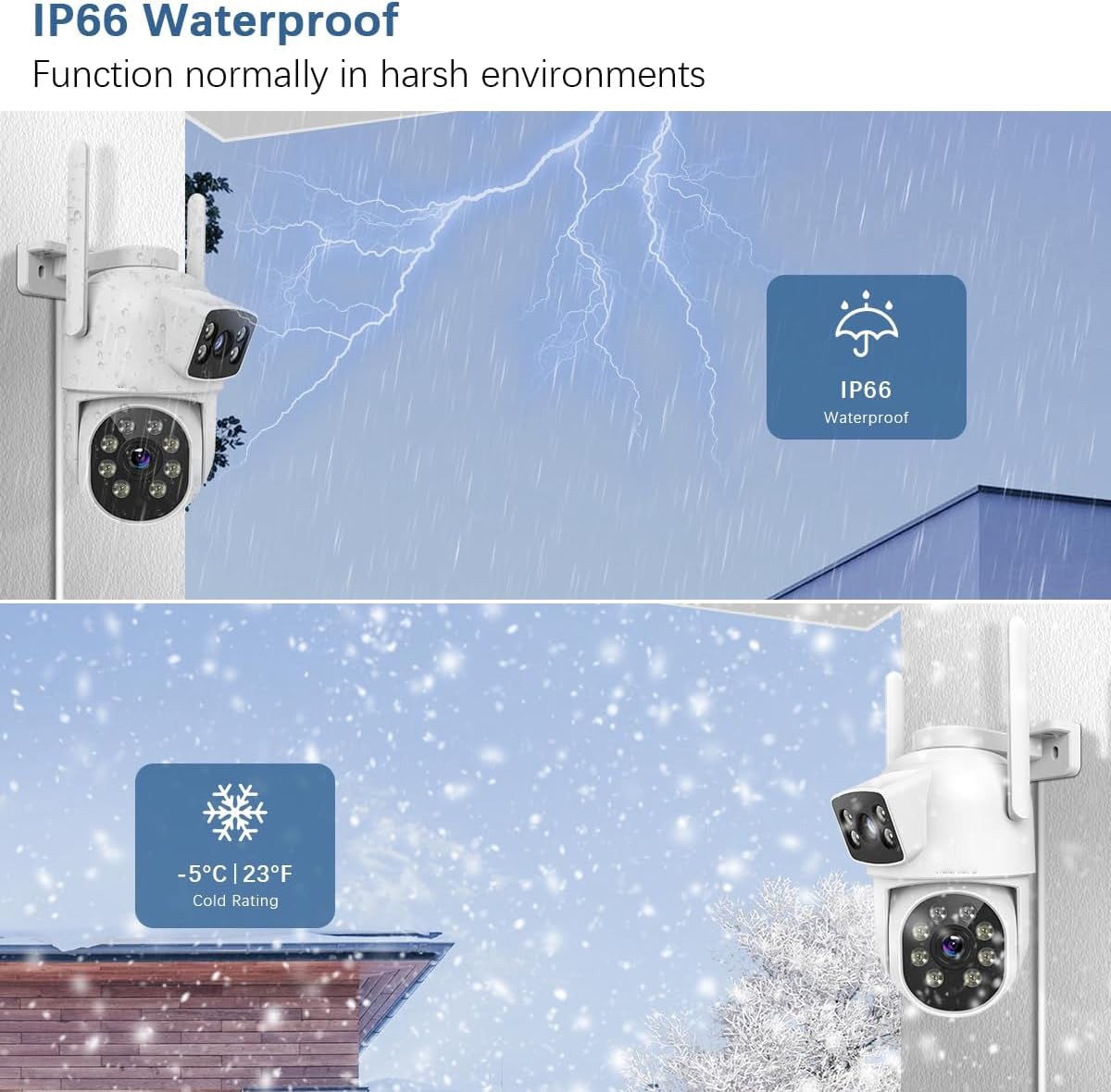 Wireless 4MP Security Camera System 4K 10CH NVR 2-Way Audio Recording Dual lens
