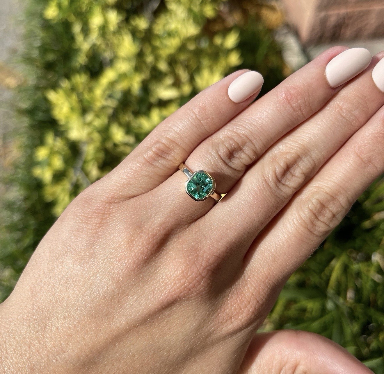 14k Natural Columbian Emerald Ring 14k Solid Yellow Gold