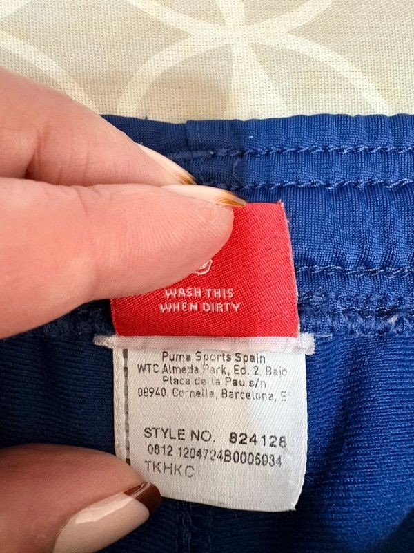Puma Blue Track Pants UK 30 Training Joggers Graphic Back