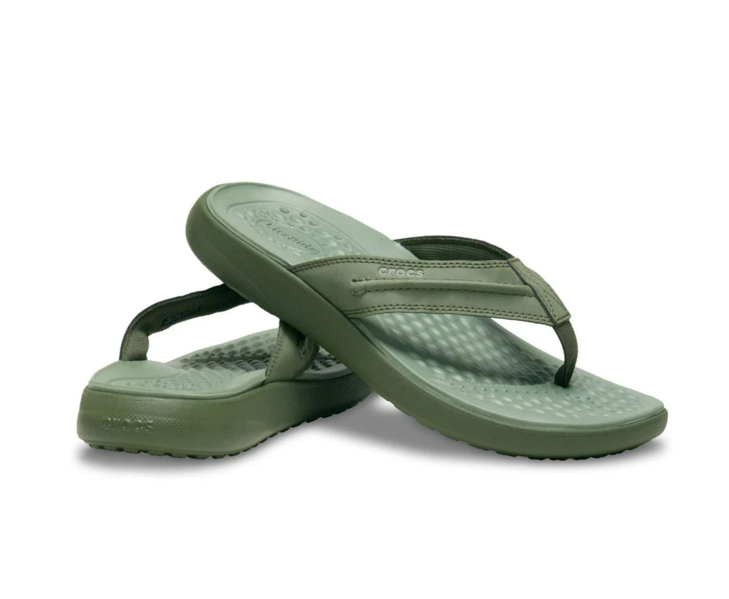 CROCS Men's YUKON VISTA II LiteRide Flip Flop Sandal, Army Green, Size 9 - New