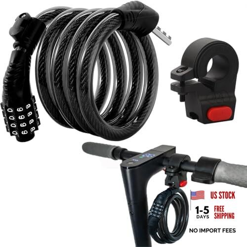 E Scooter Lock, Bike Combination Cable Locks Compatible with Xiaomi Black