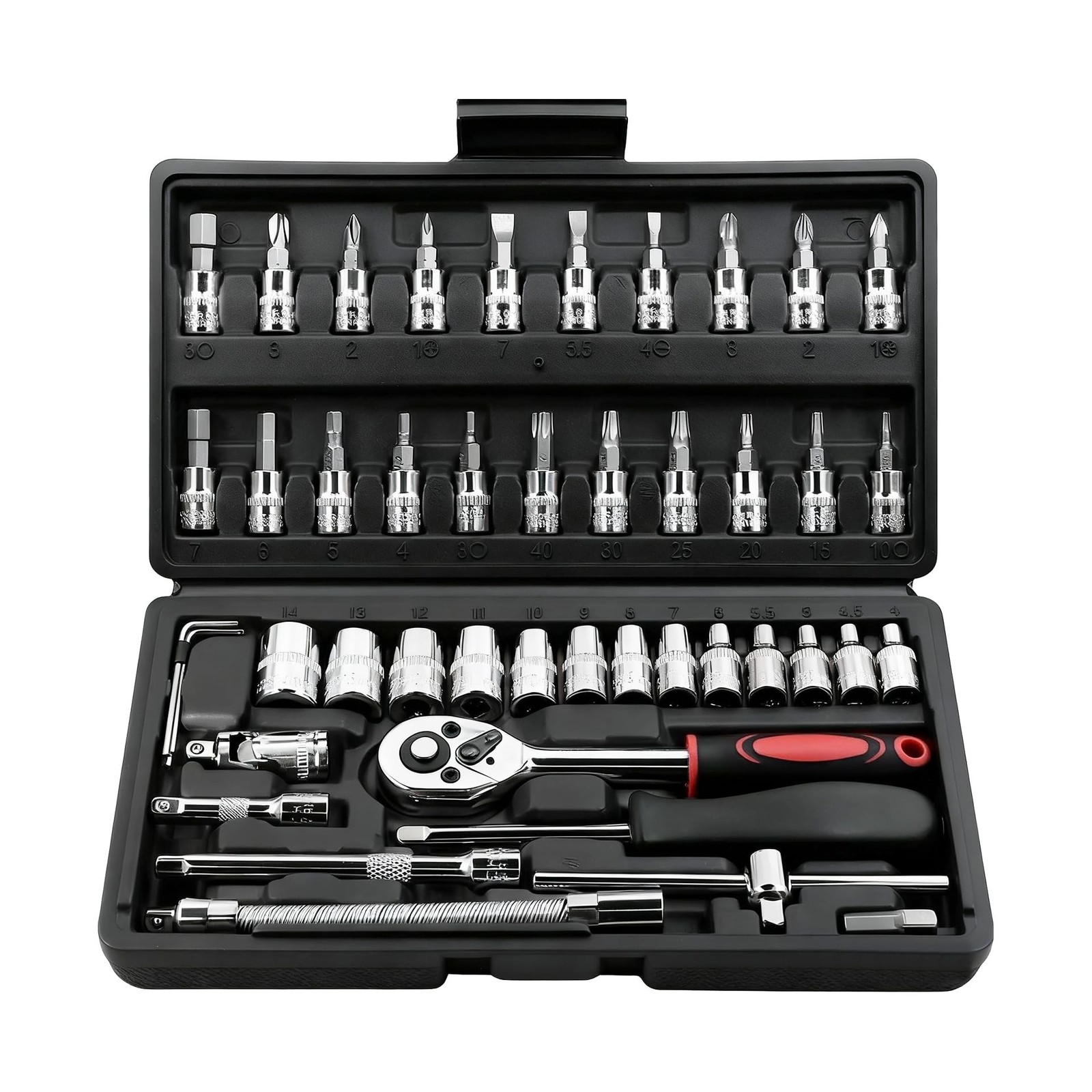 Egofine 46 Pieces 1/4 inch Drive Socket Ratchet Wrench Set, wit... FAST USA SHIP