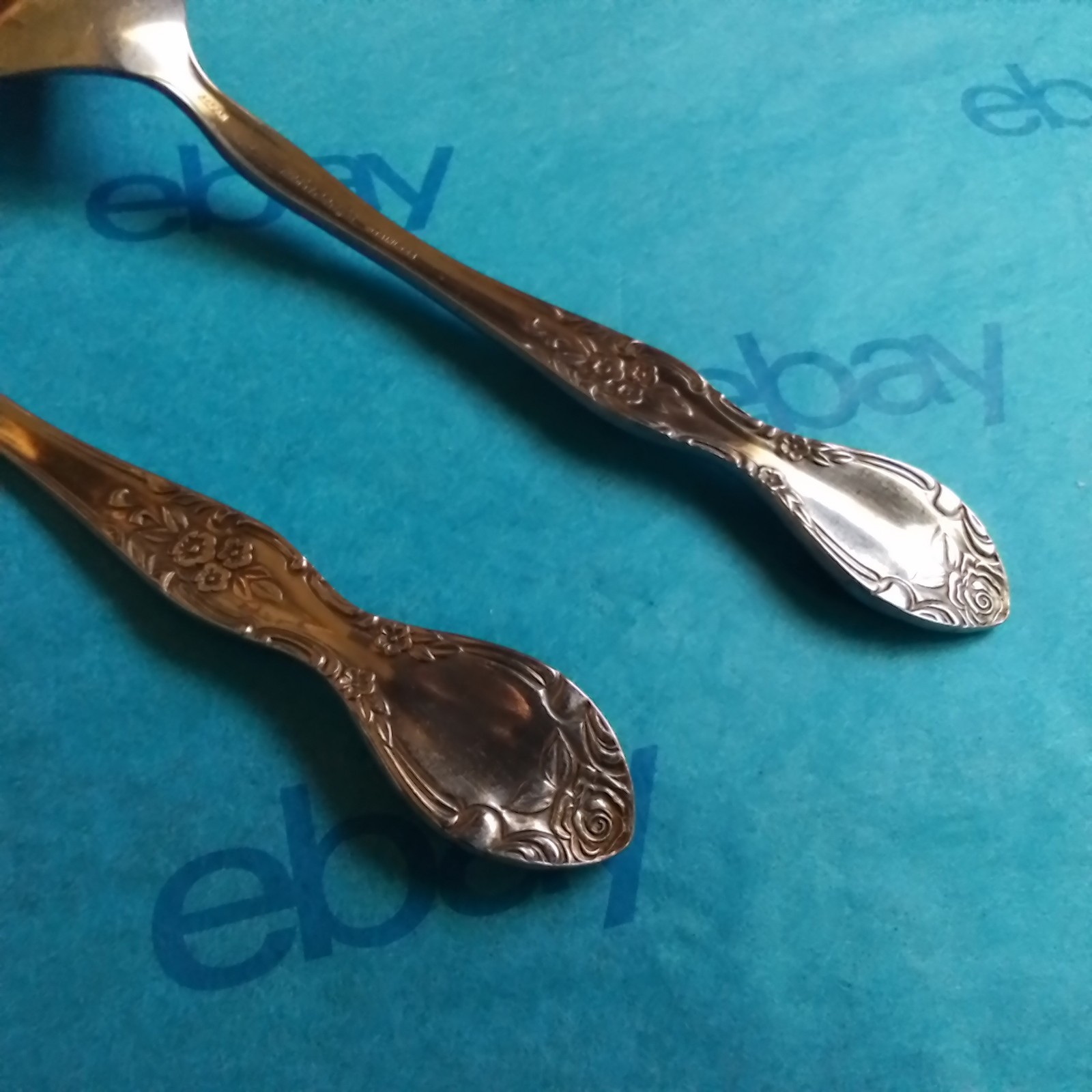 Reed & Barton Rebacraft Candance Andrea Stainless Flatware 2 Serving Spoons VGUC