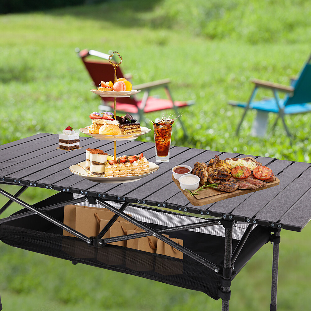 Portable Camping Table Aluminum Folding Grill Table Table for Hiking Picnic BBQ