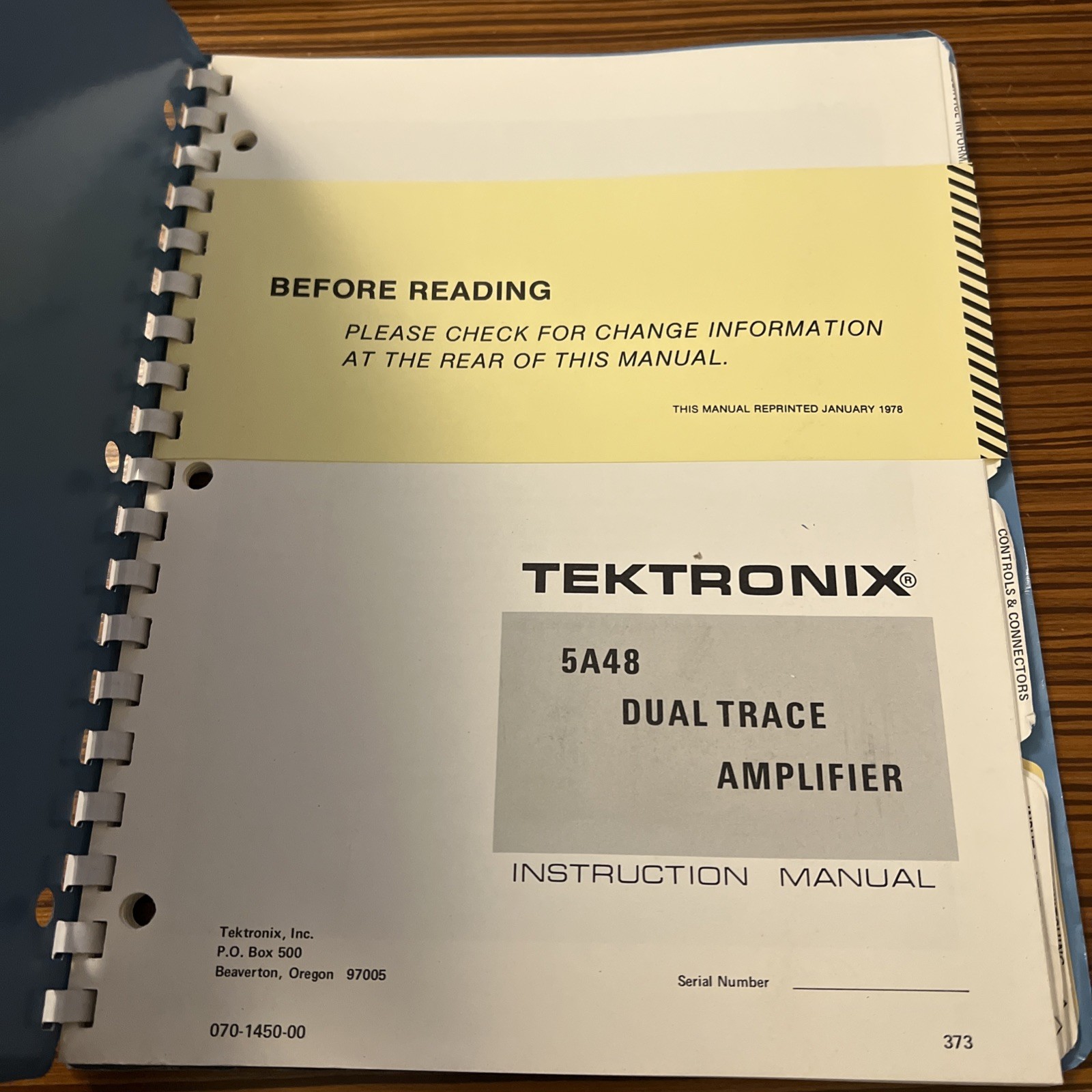 Tektronix 5A48 Dual Trace Amplifier Instruction Manual 1978