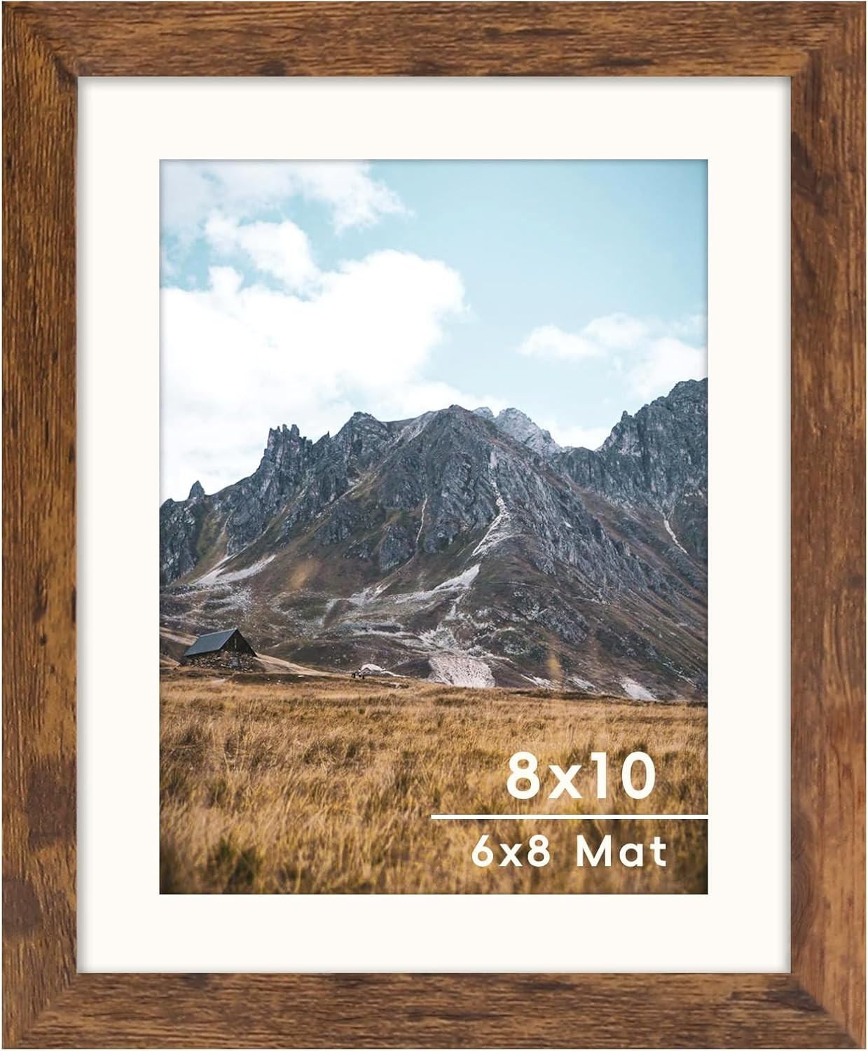 Brown 8x10 Picture Frame with Mat for 6x8 Display, to 6x8,