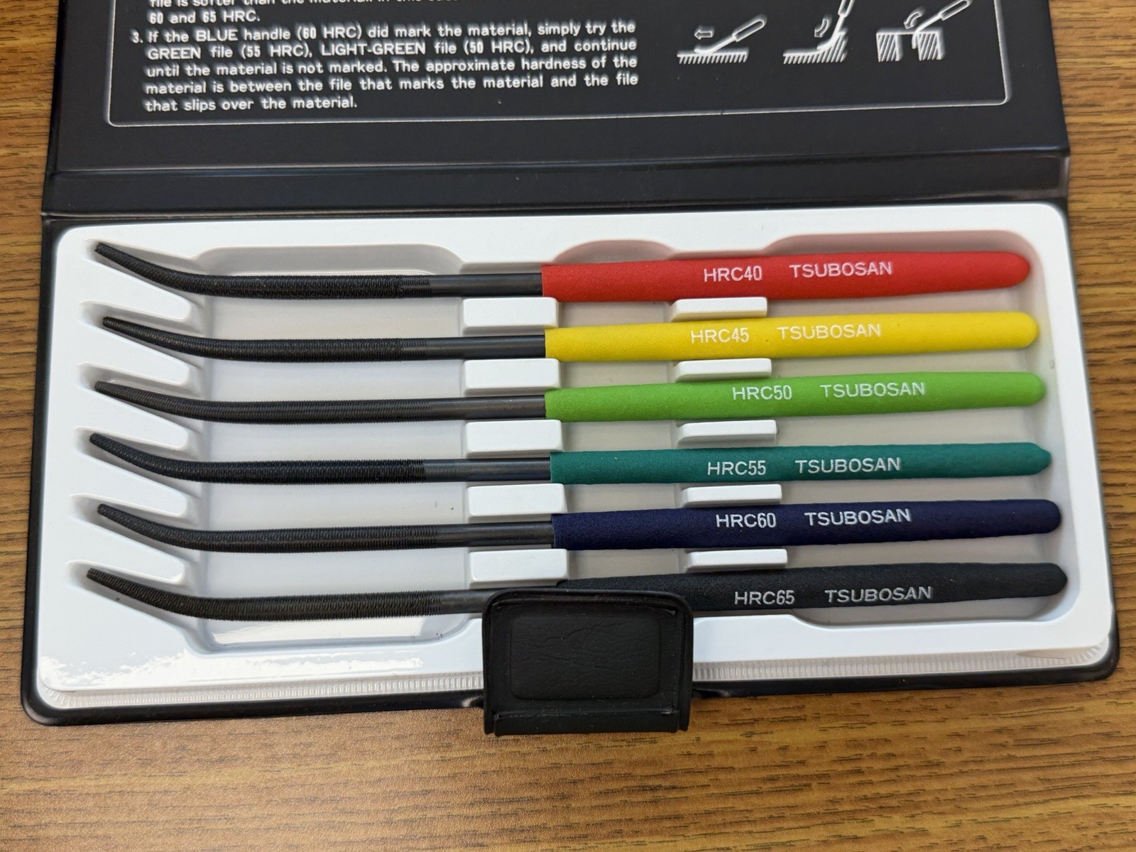 Flexbar 18750 Hardness Testing File Set 6pc HRC40-65 Tsubosan w/ Case