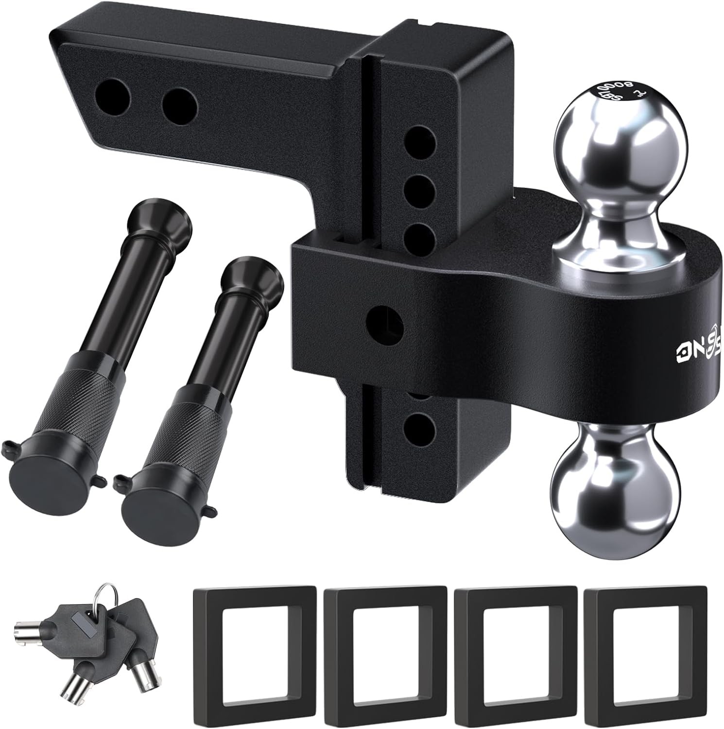 Adjustable Trailer Truck Drop Hitch - Fits 2 Inch Receiver Only, 6inch, Black