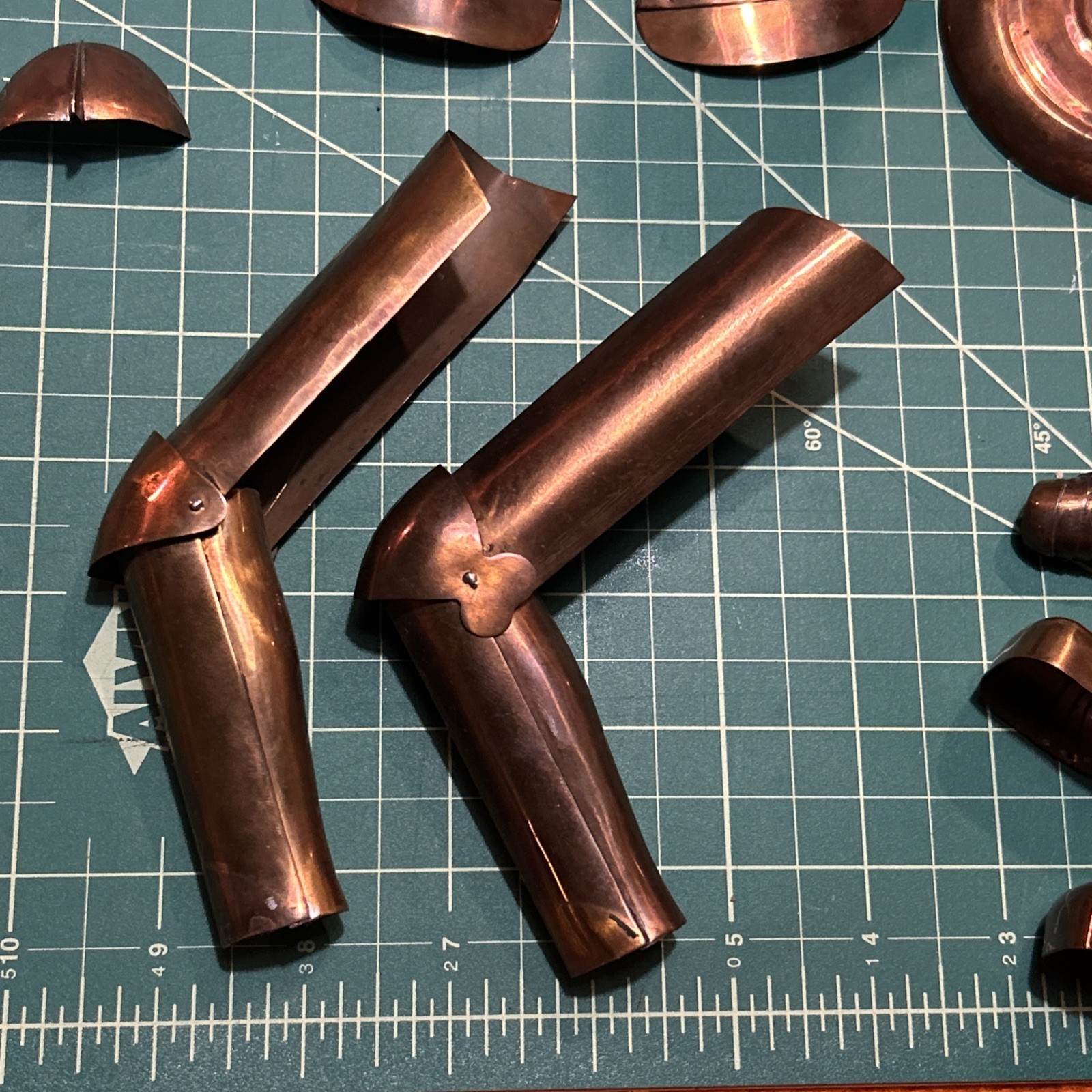 1930s-60s 12” Copper Mini Knight Armor Set + Sword Shield & Steel Stake Anvil