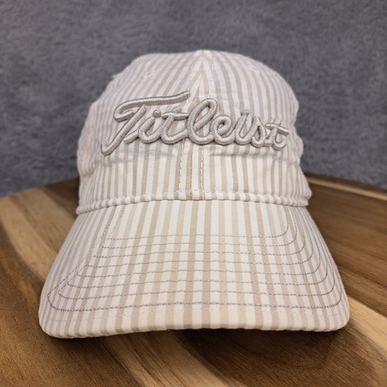 Titleist Hat Cap Strap Back White Beige Seersucker Golf New Era Golfer Womens