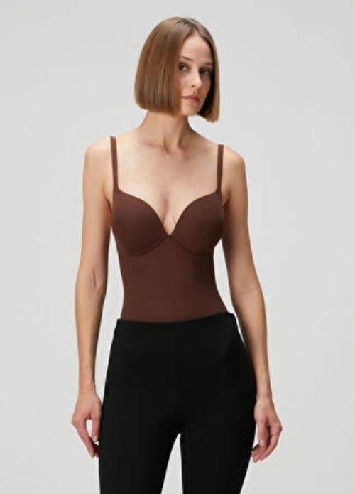 NWT SKIMS Ultimate Body Push-Up Thong Bodysuit Cocoa Medium Style SL-THG-8044W