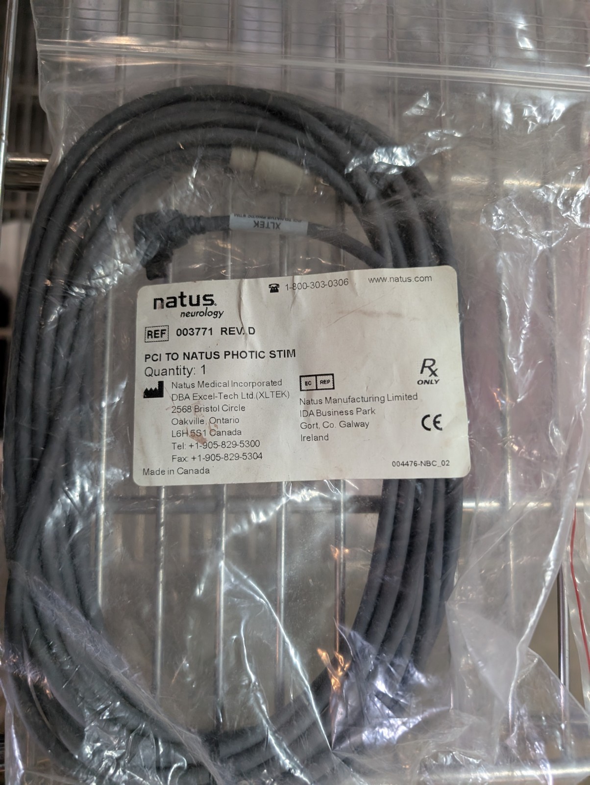 Natus Medical 003771 INTERFACE CABLE 2FT FOR LED PHOTIC in original bag