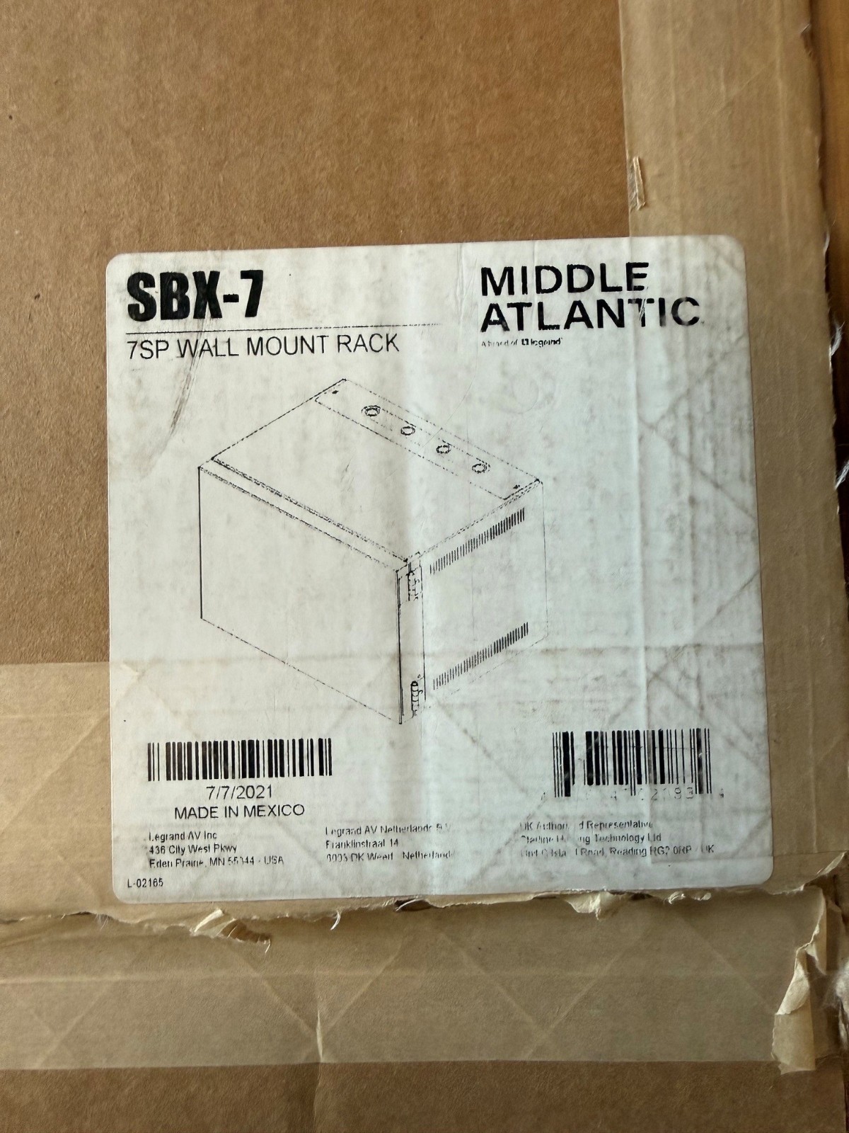 Middle Atlantic SBX-7 7SP Wall Mount Rack