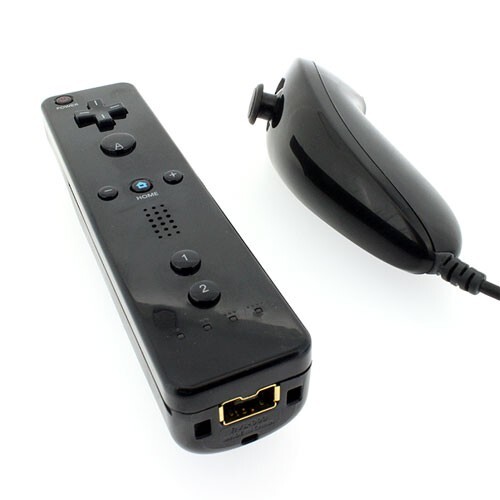 Black Remote Wiimote Nunchuck Controller Set Combo for Nintendo Wii Game