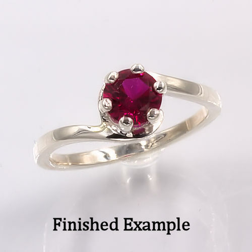 (4mm - 11mm) Round Crescent Solitaire Pre-notched Ring Setting(Ring Sizes 4-11 )