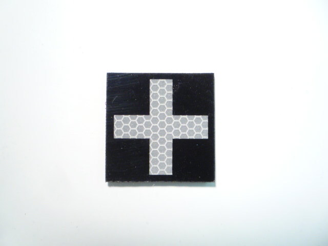 MEDIC CROSS IR PATCH SOLAS ON BLACK 2" X 2"GLOSSY REJECT #286