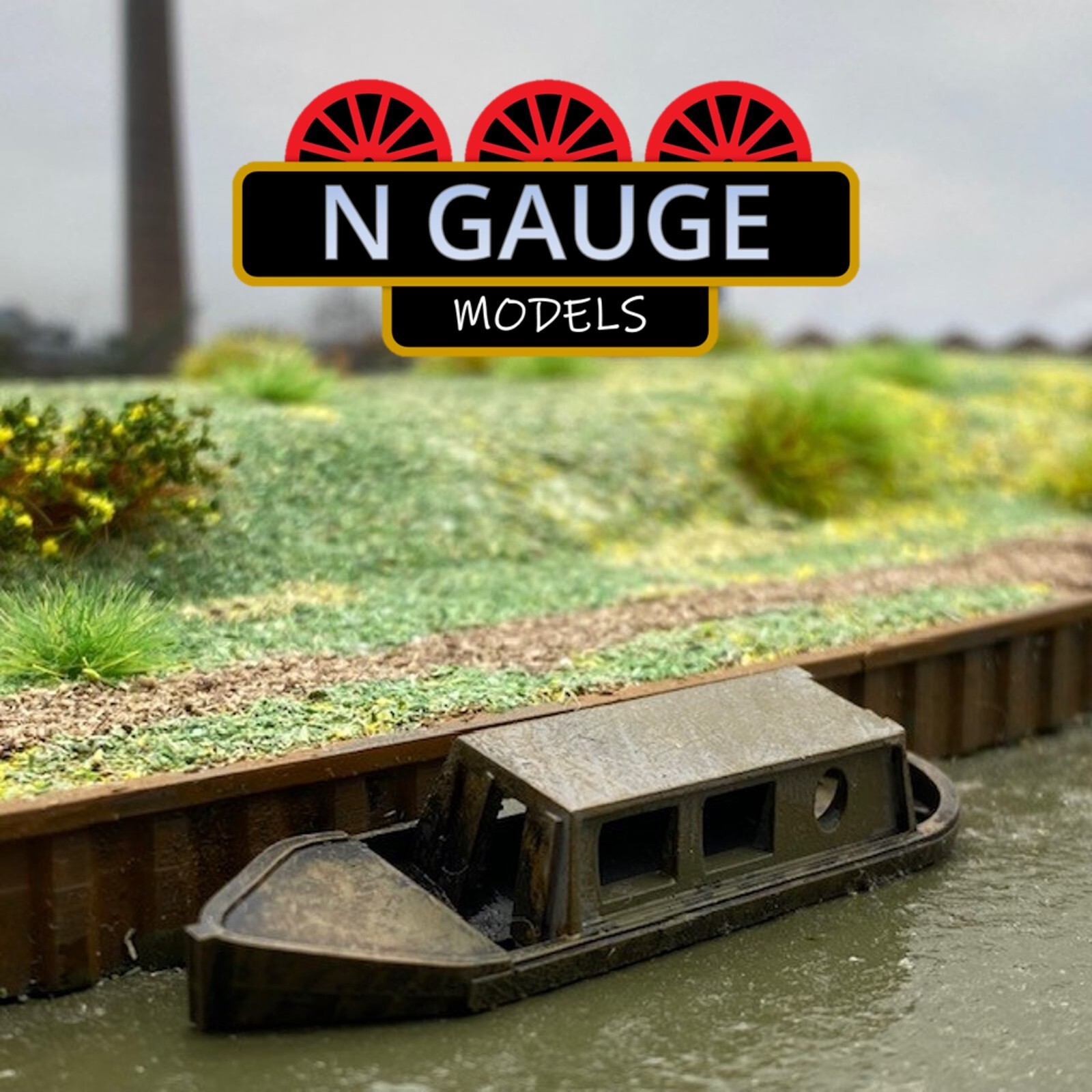 PAINTED- 1:148 N Scale Gauge -Sunken Shipwrecked Boat  (Barge Canal River 1:160)