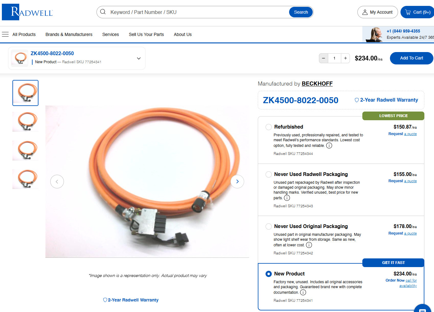 Beckhoff ZK4500-8022-0050 ( 042776 ) Motorkabel , 5m.