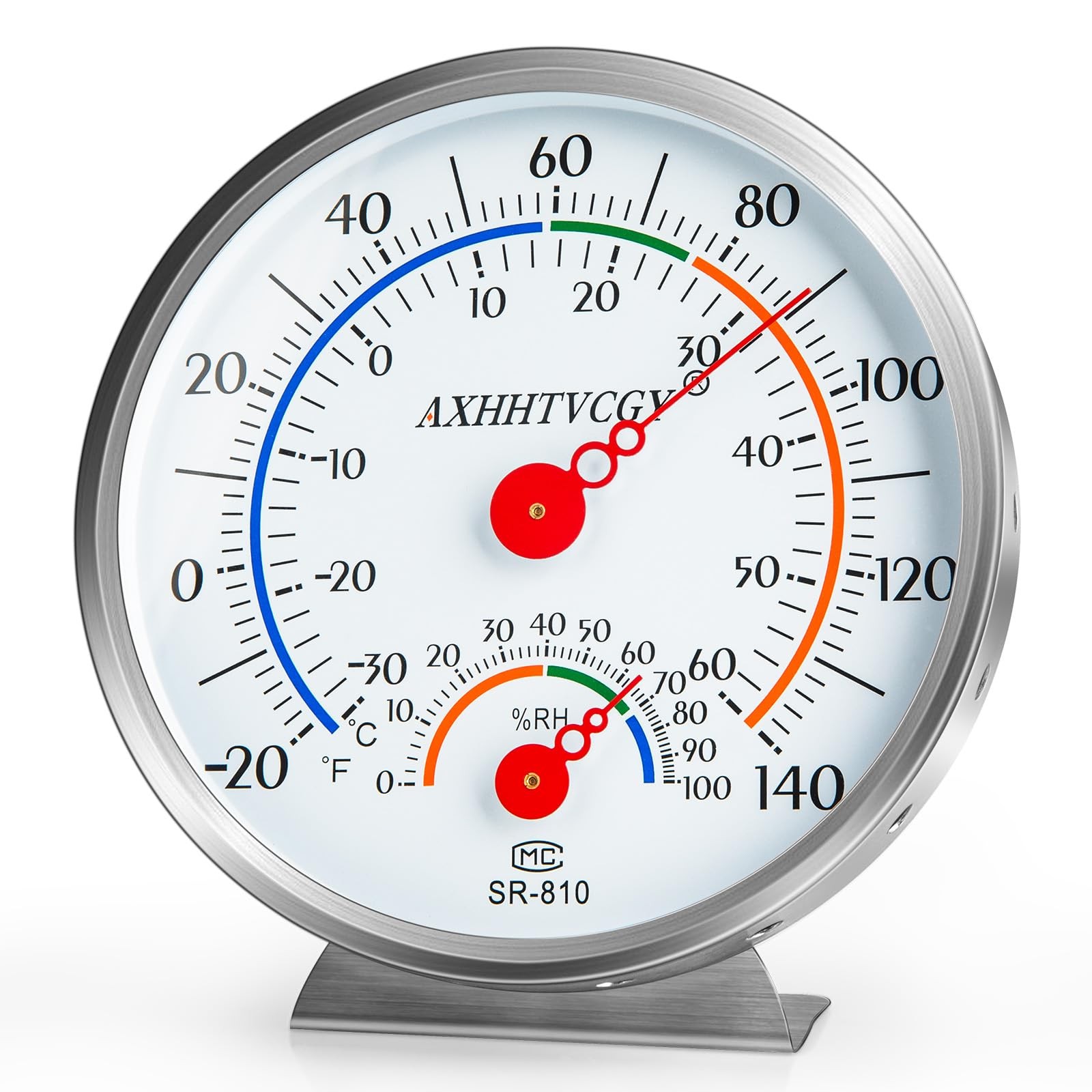 Indoor Outdoor Thermometer Hygrometer, Large Dial Waterproof Wall Mount - Acc...
