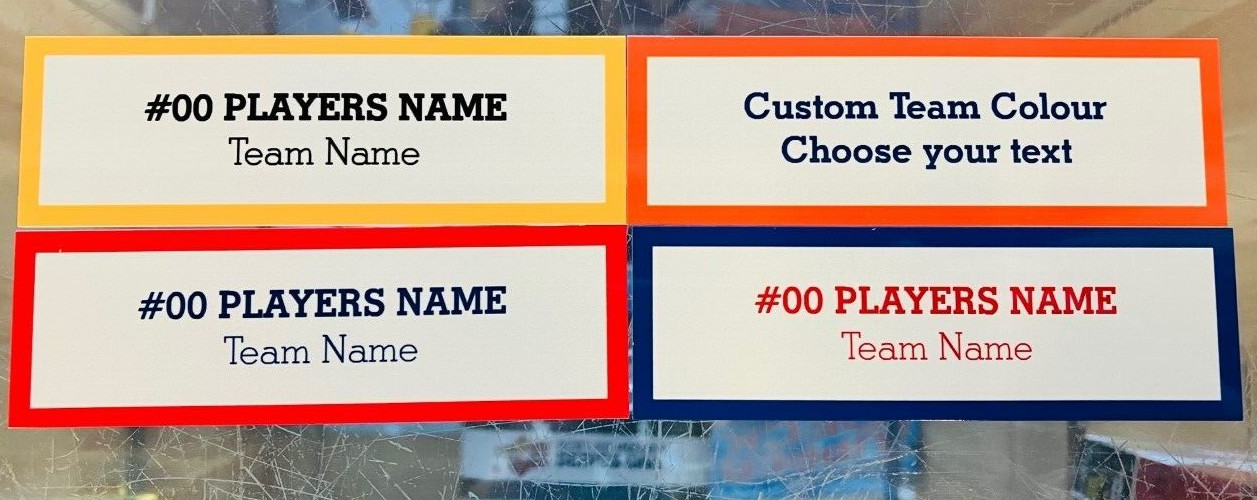 CUSTOM NAMEPLATE WITH TEAM COLORS 4" X 1.25" DISPLAY PLATE FOR MEMORABILIA SALE!