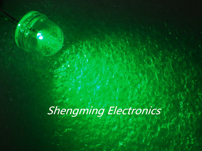20pcs 8MM Water Clear Green Light Straw Hat LED Diodes Wide Angle DIP Bulb