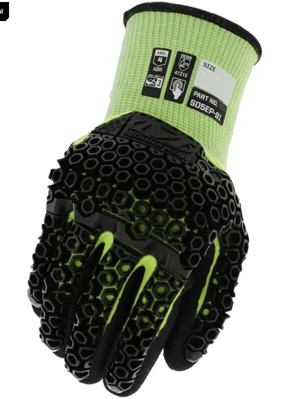 Mechanix Wear D30 Worlds Most Advanced Impact Resistance HI-VIZ Thinnest LARGE!