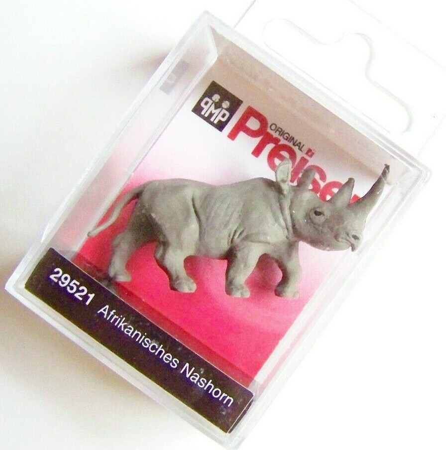 HO Preiser # 29521 African Rhinoceros for Zoo or Circus diorama : Rhino Figure