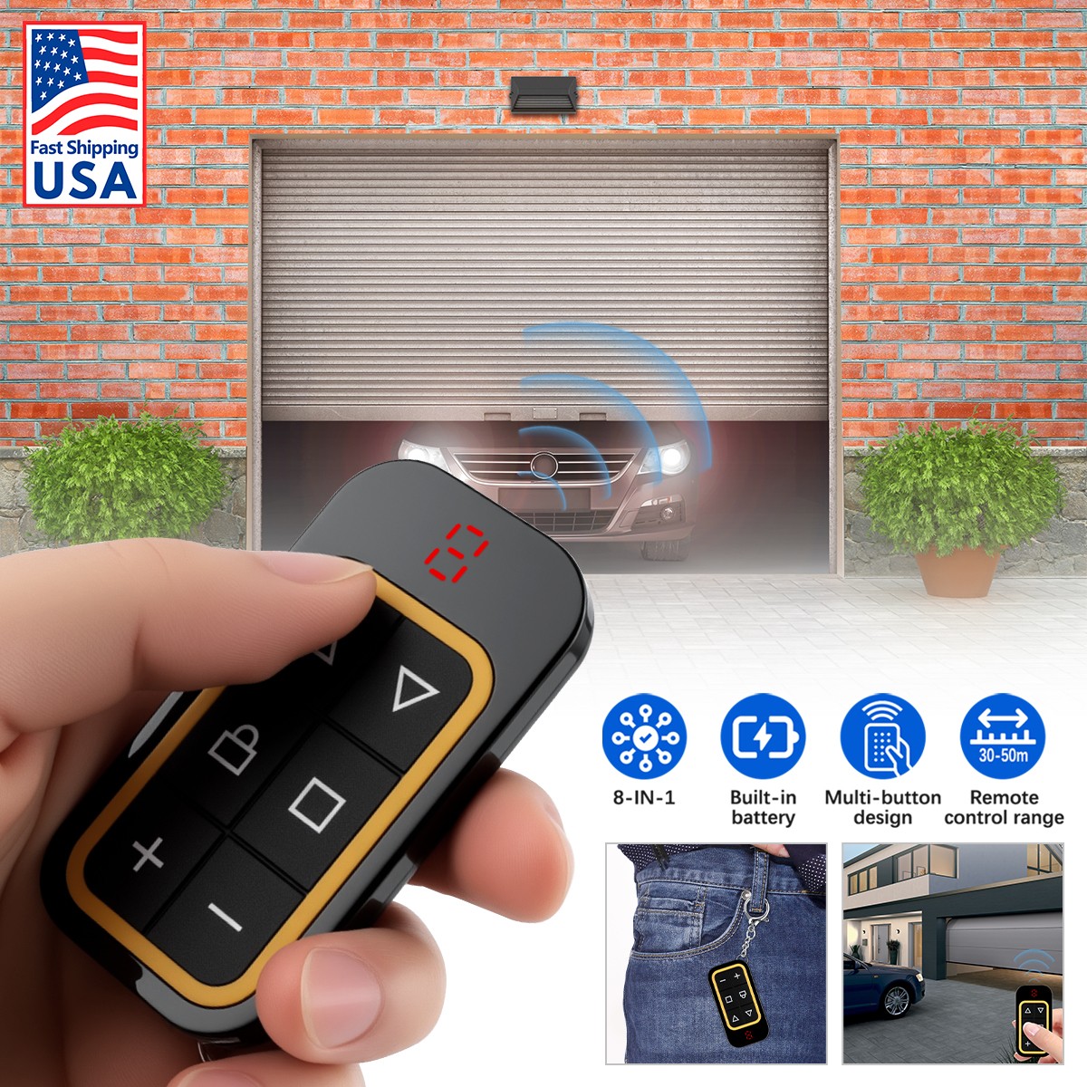 8-in-1 Remote Control 300-915MHz Rechargeable Controller Garage Gate Universal