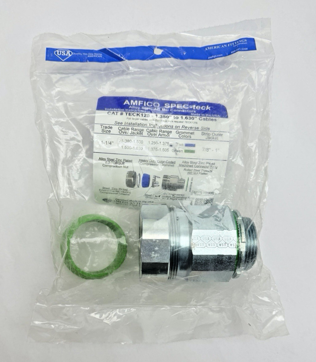 1-1/4" TECK 125, 1.380" to 1.630" CABLES, SPECteck, ALLOY STEEL AC MC CONNECTORS