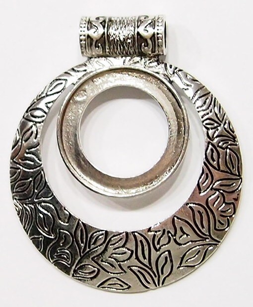 4 -30mm Round Antique Silver Victorian Deco Flower Large Pendant Setting 68x57mm