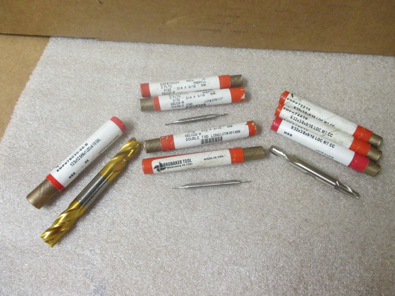 Lot of 8 Brubaker Tool #78030, #72616, #72424, #72216  Endmills