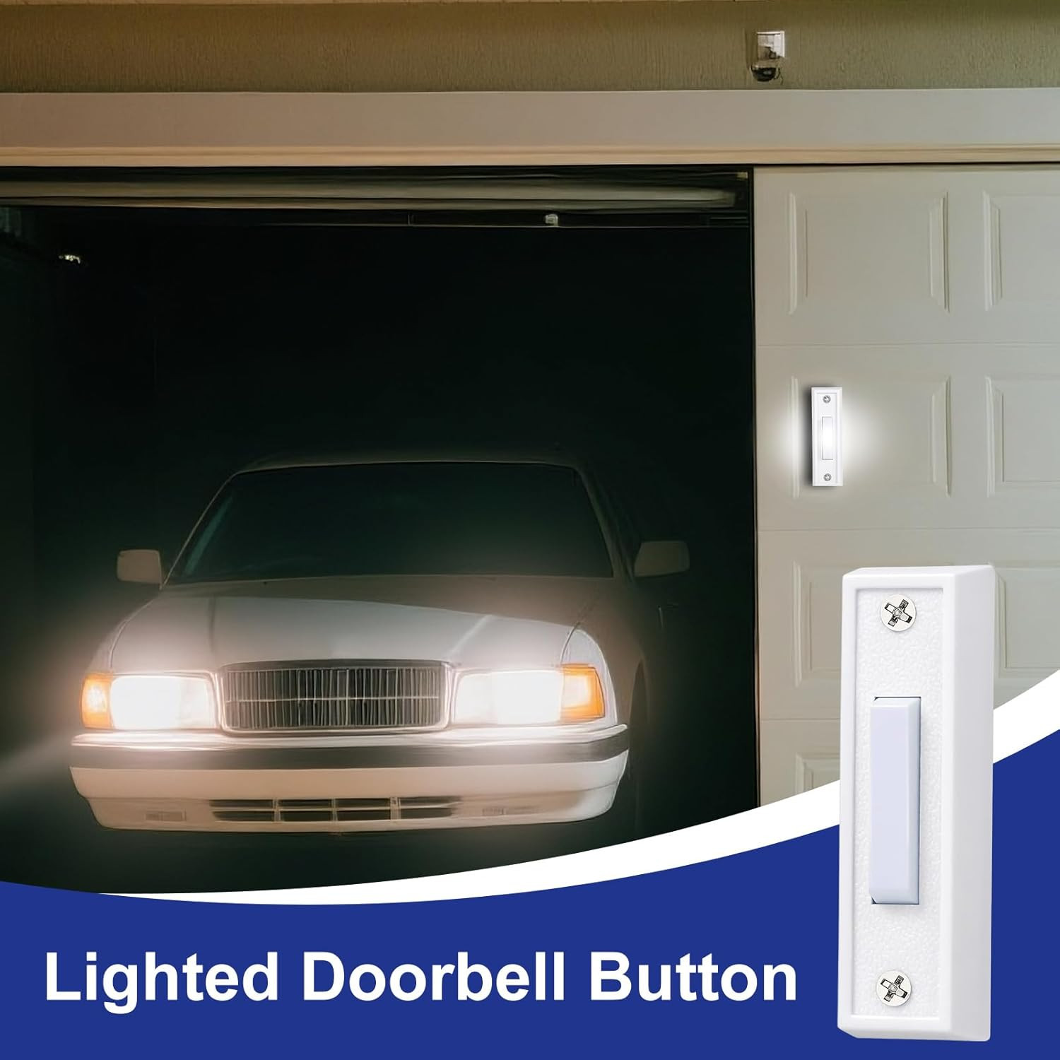 Lighted Doorbell Button, Wall Mounted Doorbell Switch with LED Light, Garage Doo