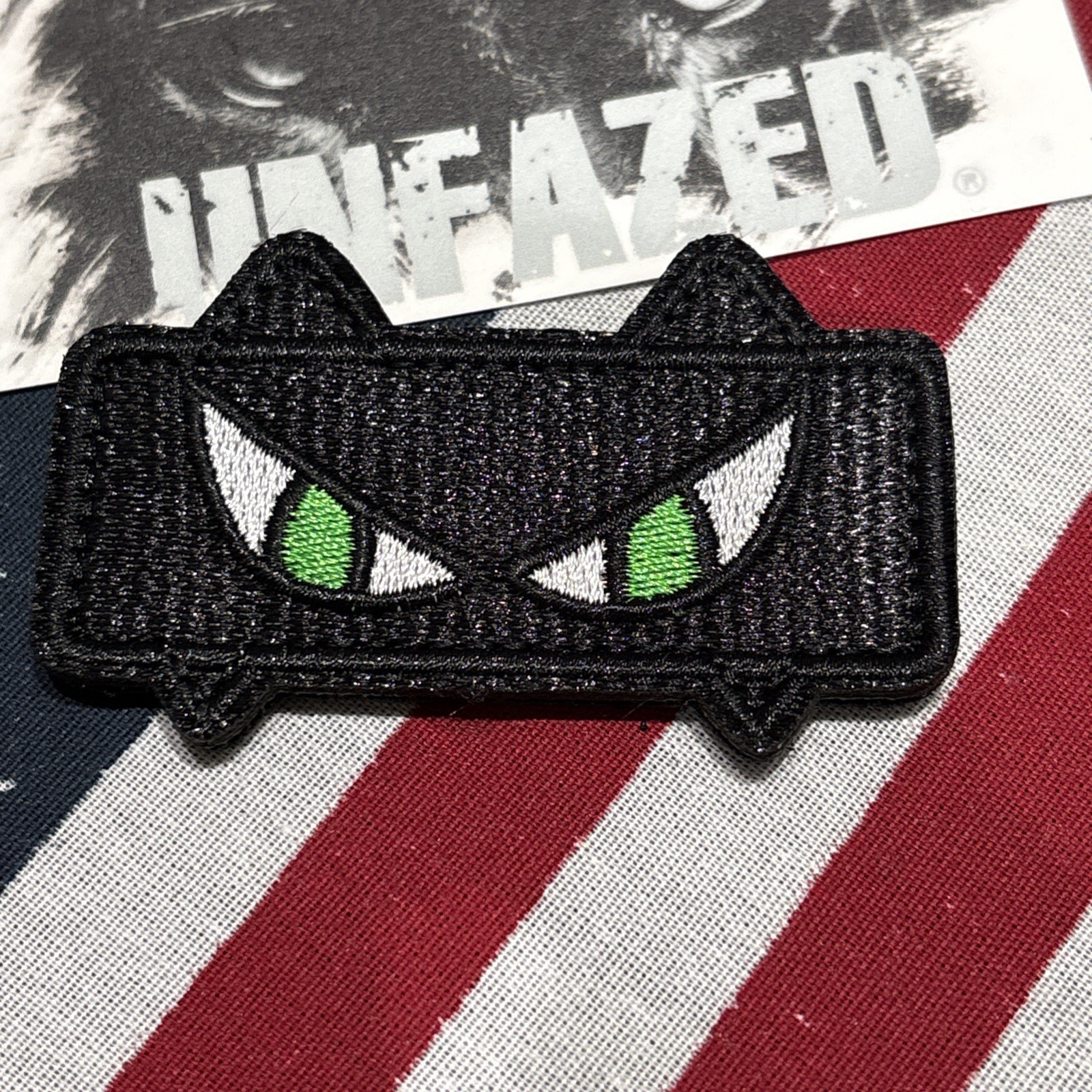 Cat Eyes Small Patch Hook & loop High Quality Embroidery 2.5x1.5”