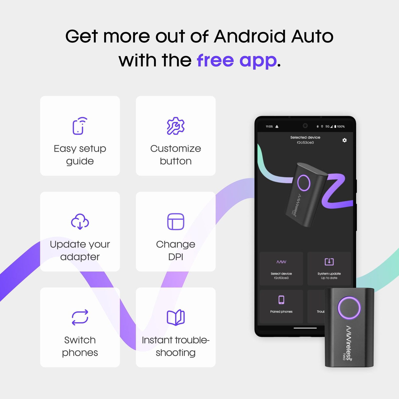 AAWireless Two - Android Auto Wireless Adapter - Convert Factory Wired