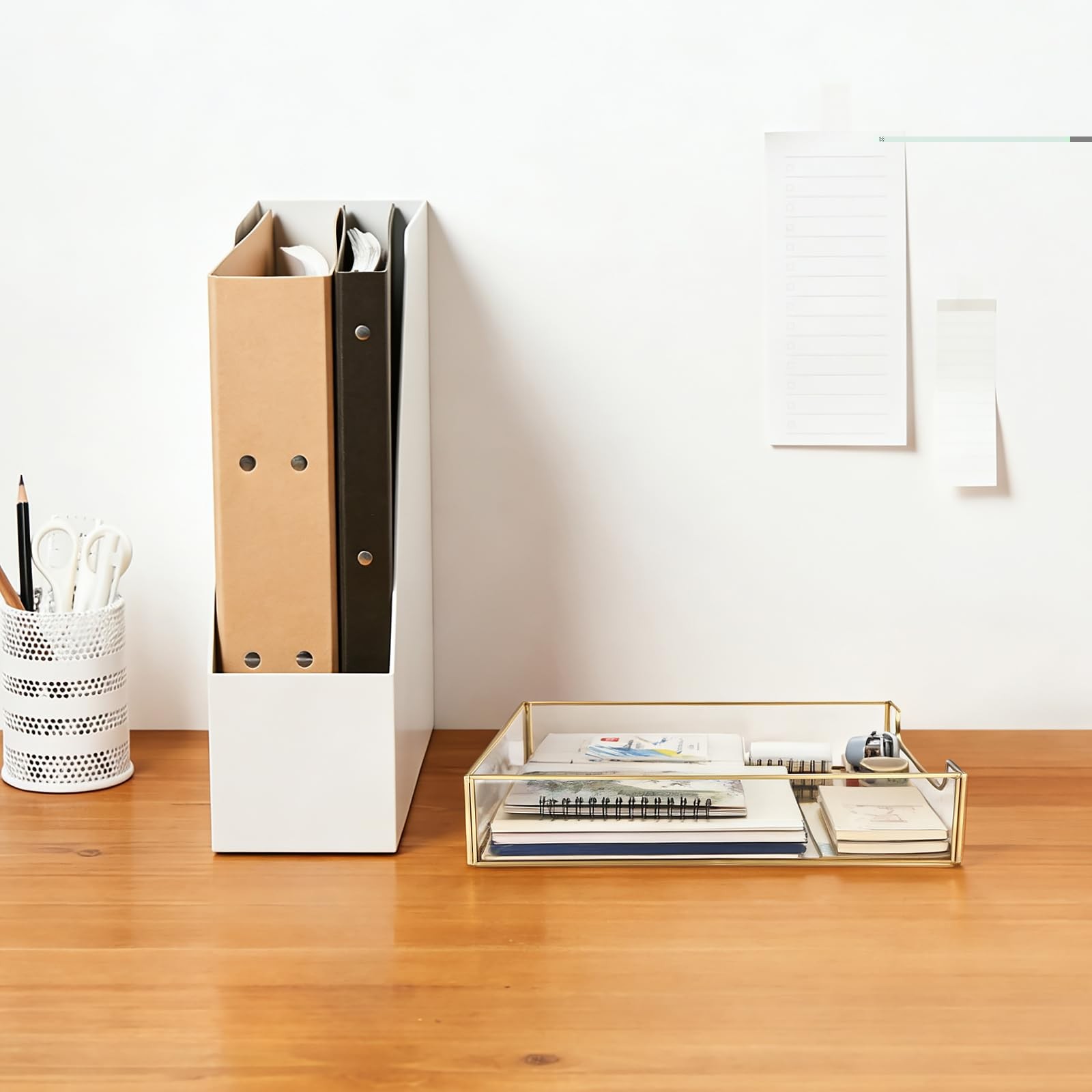 1 Pack Golden Glass Desk Tray, Multi-Purpose Organizer for A4 , Documents, De...