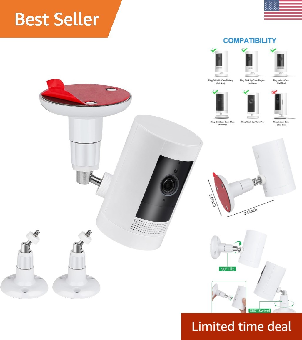 Water-Resistant 2-Pack Wall Mount Bracket for Surveillance Cameras - Easy Set-Up