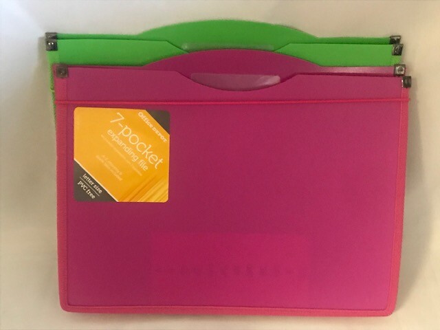 Office Depot 7-Pocket Poly Expanding File, Elastic Closure, Assorted Colors