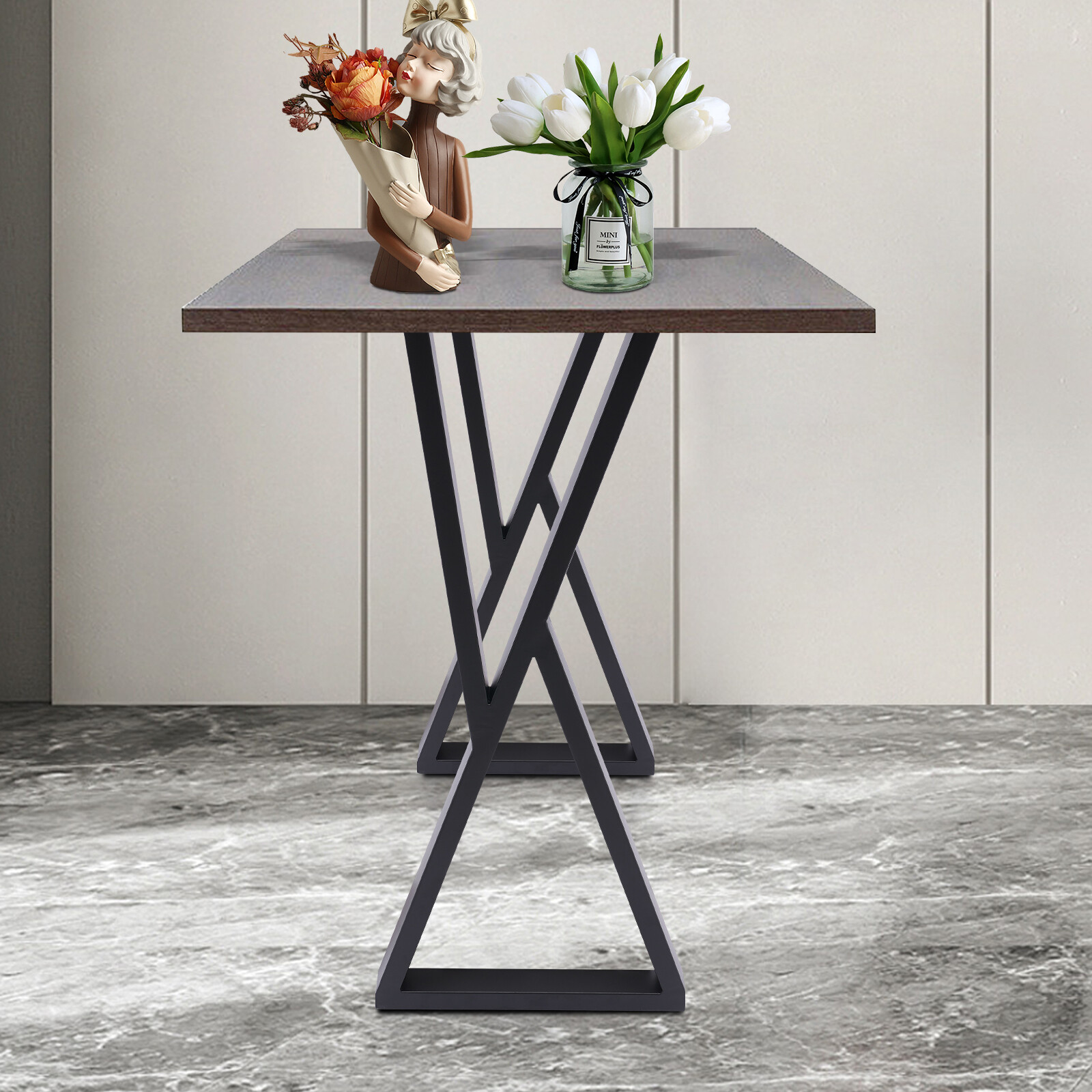 32 Inch Set Of 2 Steel Hourglass Table/Desk/Bench Legs Matte Black