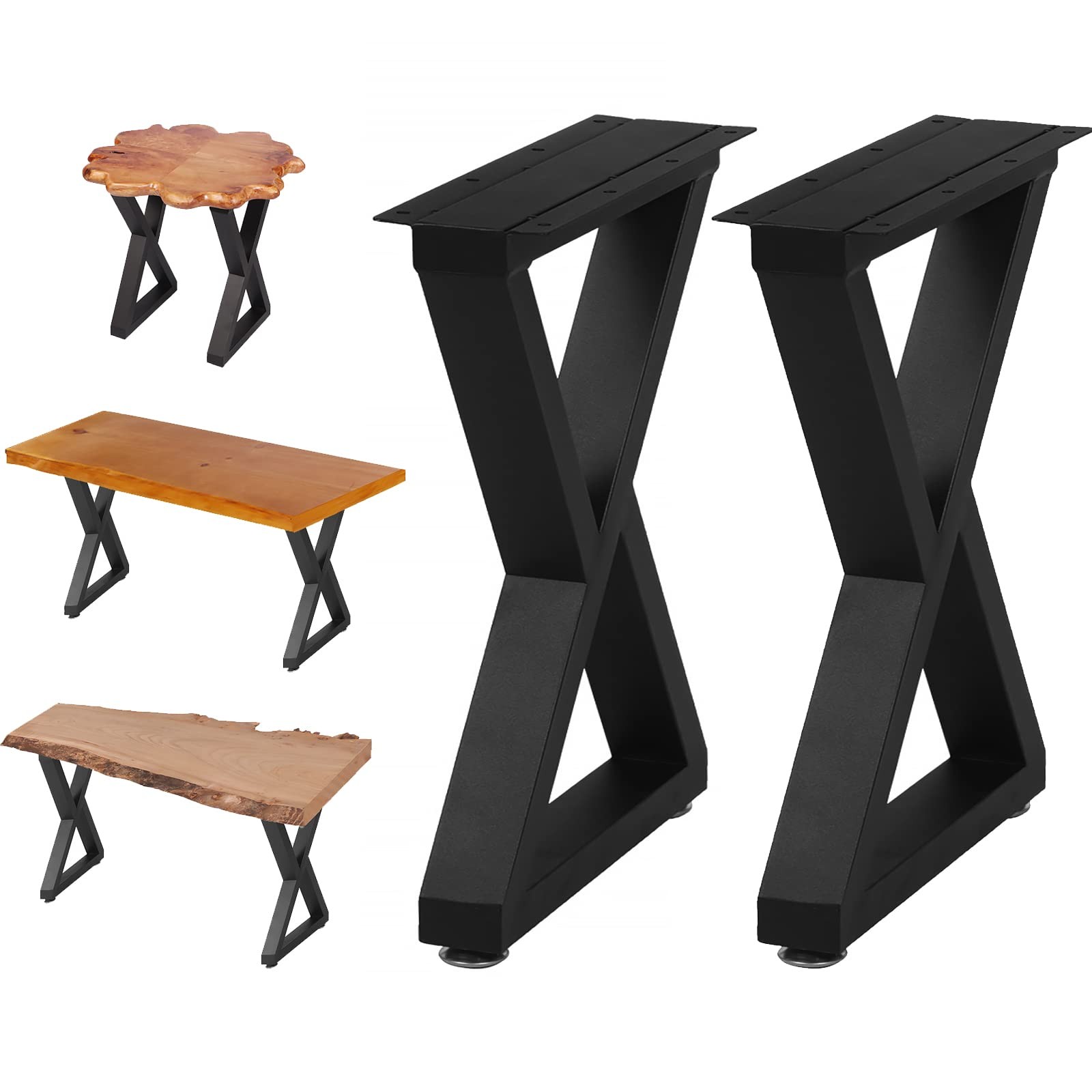NXN-HOME 19'' Tall Metal Table Legs for Furniture, 19" X 12.6", Stain Black